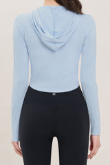 Soft Round Crop Zip-Up Hoodie - Plum Purple