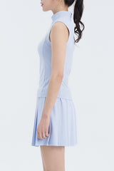 High-Neck Sleeveless Top - White