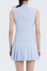 High-Neck Sleeveless Top - White