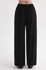 Corduroy Wide-Leg Pants -Black
