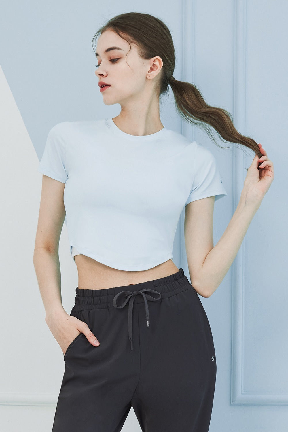 Round Crop Short Sleeve - Baby Blue