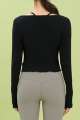 Front Slit Shirring Cover-up - Black