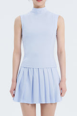 High-Neck Sleeveless Top - White