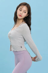 Front Slit Shirring Cover-up - Black