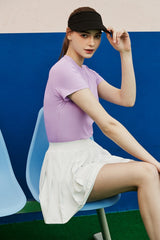 Pleated Active Skirt with Built-In Shorts - White