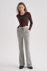 Cotton Peach Bootcut Pants - Brown