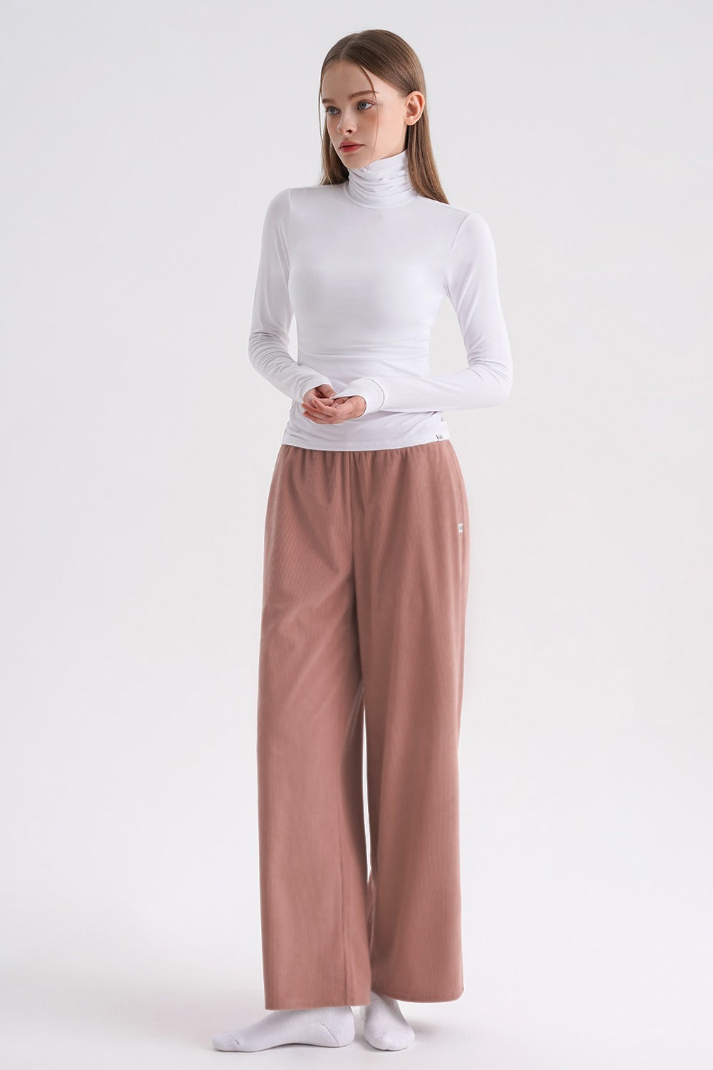 Corduroy Wide-Leg Pants - Indie Pink