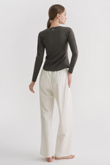 Soft Relaxed-Fit Wide-Leg Pants - Ivory