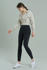 EcoTech Premium Cropped Zip-Up Hoodie - Salt Green