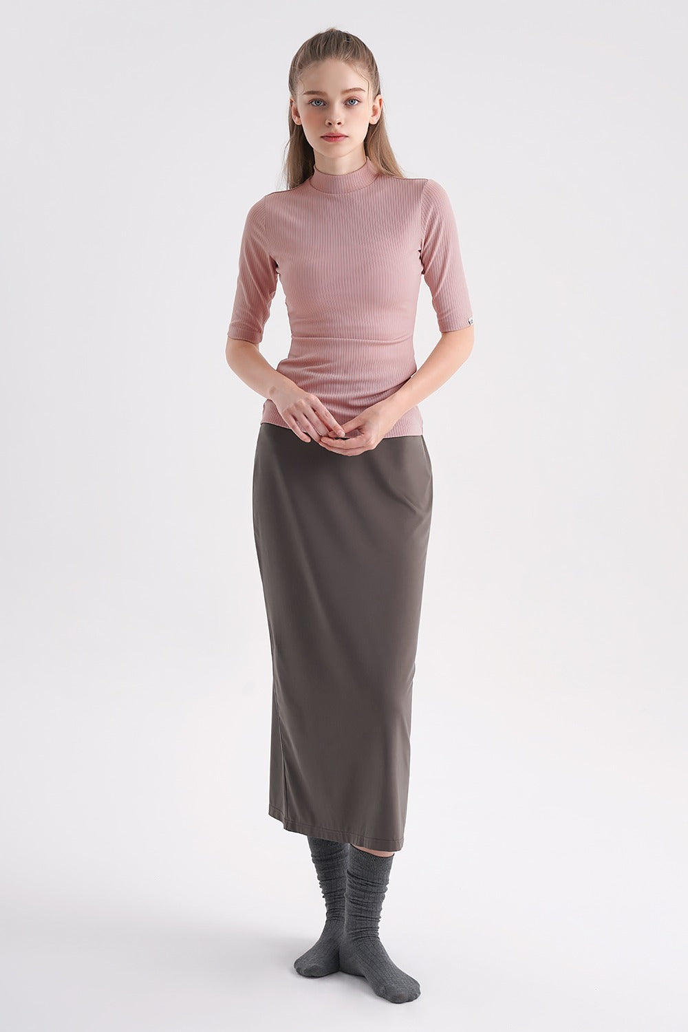 Softex Long Skirt - Charcoal Brown