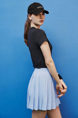 Pleated Active Skirt with Built-In Shorts - White