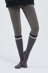 Contrast Stripe Knee-High Socks - Charcoal