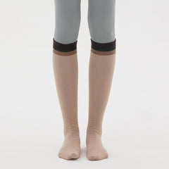 Bold Color-Block Knee-High Socks - Beige