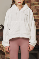 Soft Fleece Zip-Up Hoodie - Ivory