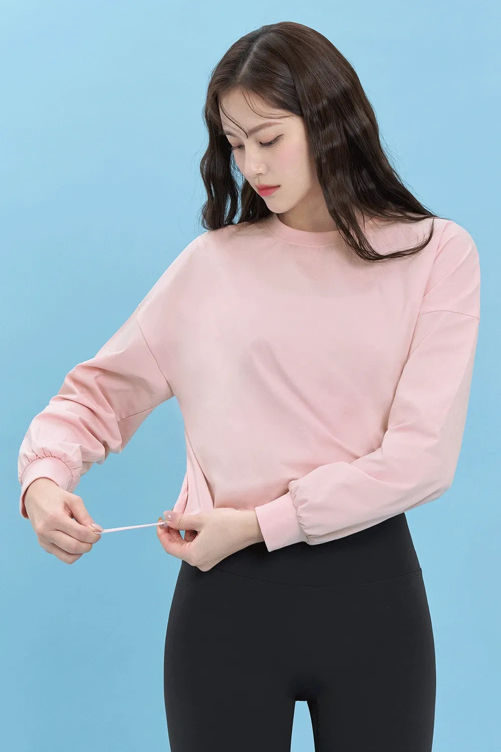ECOTECH Premium Drawstring Crop Sweatshirt - Strawberry Milk