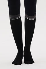 Contrast Stripe Knee-High Socks - Charcoal