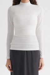 Ribbed Mock-Neck Long-Sleeve Top - Charcoal