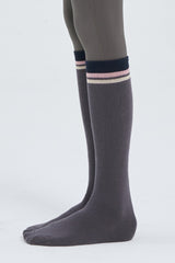 Contrast Stripe Knee-High Socks - Charcoal
