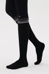 Contrast Stripe Knee-High Socks - Charcoal