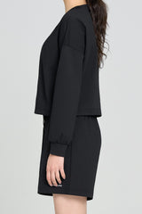 ECOTECH Premium Drawstring Crop Sweatshirt - Black