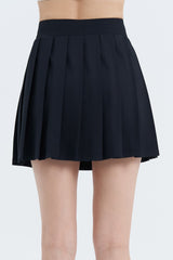 Pleated Active Skirt with Built-In Shorts - White