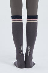 Contrast Stripe Knee-High Socks - Charcoal
