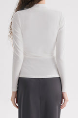 Ribbed Mock-Neck Long-Sleeve Top - Charcoal