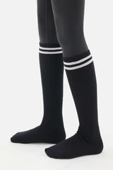 Double Line Knee Socks – Black