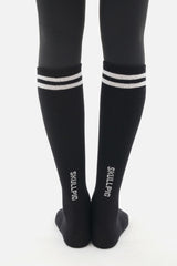 Double Line Knee Socks – Black