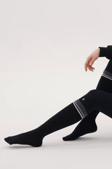 Contrast Stripe Knee-High Socks - Charcoal