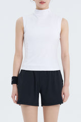 High-Neck Sleeveless Top - White