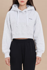 Logo Cropped Hoodie - Black